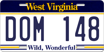 WV license plate DOM148