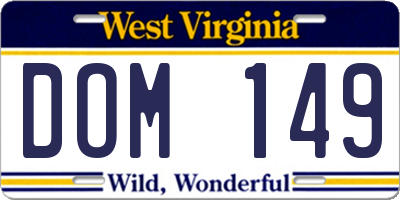 WV license plate DOM149