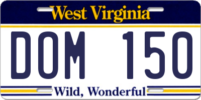 WV license plate DOM150