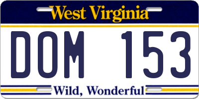 WV license plate DOM153