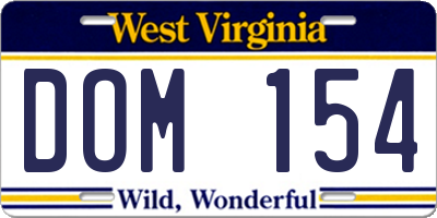 WV license plate DOM154