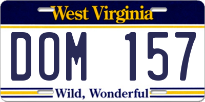 WV license plate DOM157