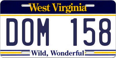 WV license plate DOM158