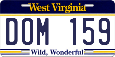 WV license plate DOM159