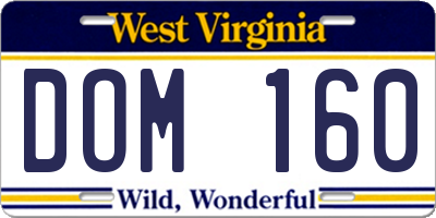 WV license plate DOM160