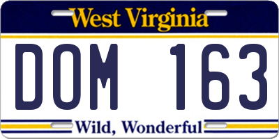 WV license plate DOM163
