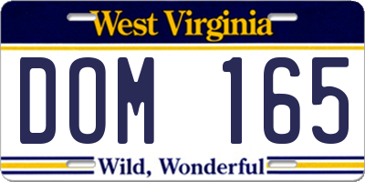 WV license plate DOM165