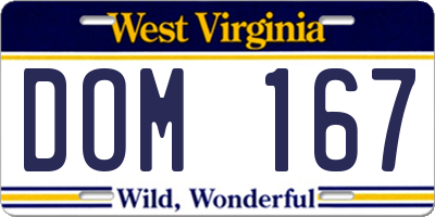 WV license plate DOM167