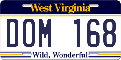WV license plate DOM168