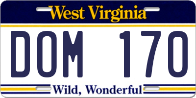WV license plate DOM170