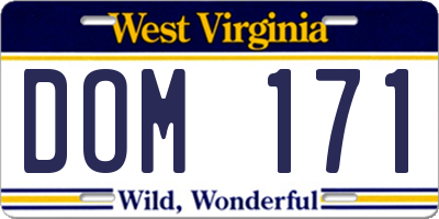 WV license plate DOM171