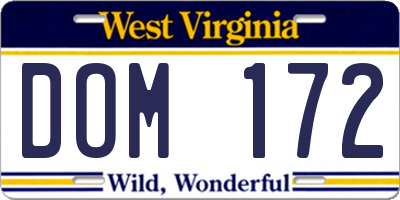 WV license plate DOM172