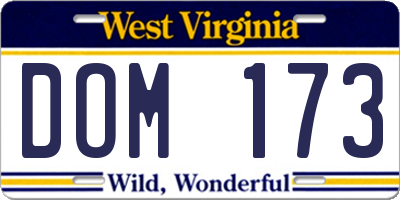 WV license plate DOM173