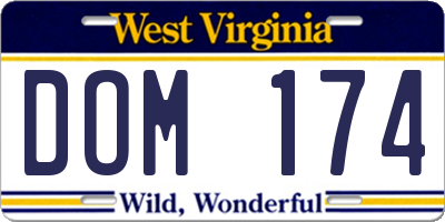 WV license plate DOM174