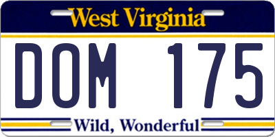 WV license plate DOM175