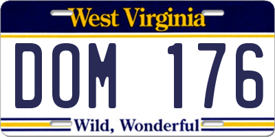 WV license plate DOM176
