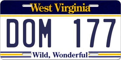 WV license plate DOM177