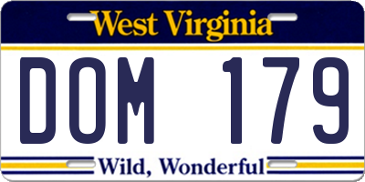 WV license plate DOM179