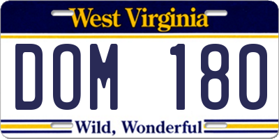WV license plate DOM180