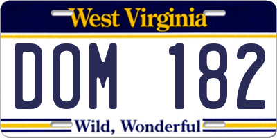 WV license plate DOM182