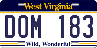WV license plate DOM183