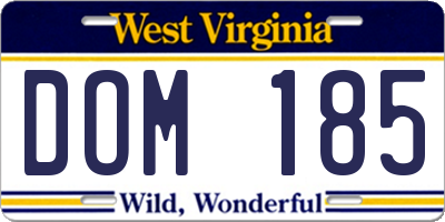 WV license plate DOM185
