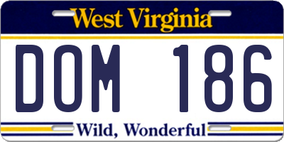 WV license plate DOM186
