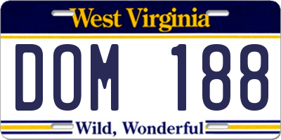 WV license plate DOM188