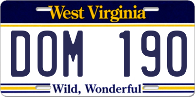 WV license plate DOM190