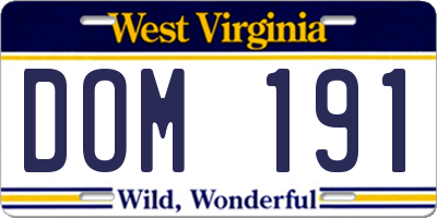 WV license plate DOM191