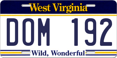 WV license plate DOM192