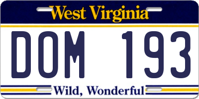 WV license plate DOM193