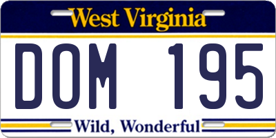 WV license plate DOM195