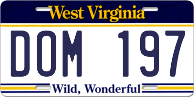 WV license plate DOM197