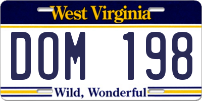 WV license plate DOM198