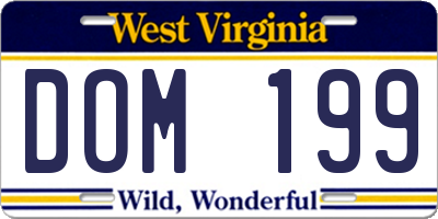 WV license plate DOM199