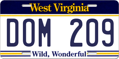 WV license plate DOM209