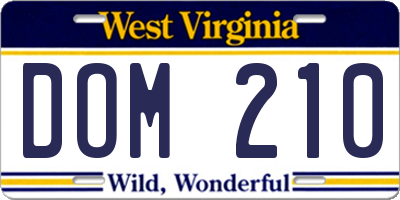 WV license plate DOM210