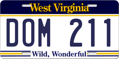 WV license plate DOM211