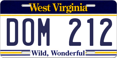 WV license plate DOM212