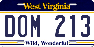 WV license plate DOM213