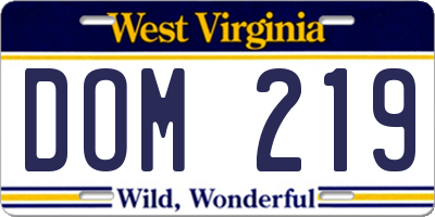 WV license plate DOM219