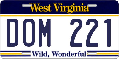 WV license plate DOM221