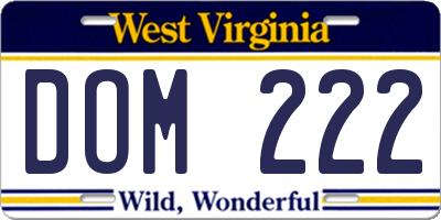 WV license plate DOM222