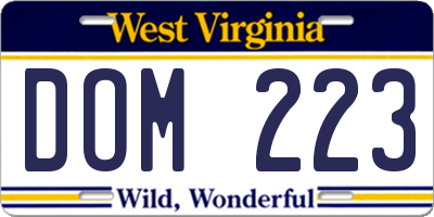 WV license plate DOM223
