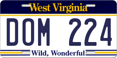 WV license plate DOM224