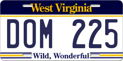 WV license plate DOM225