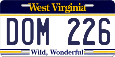 WV license plate DOM226