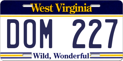 WV license plate DOM227