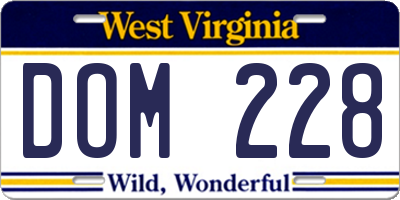 WV license plate DOM228